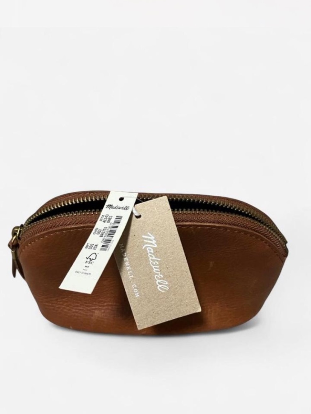 Madewell Brown Leather Zip Toiletry Pouch Cosmetic Make Up Bag